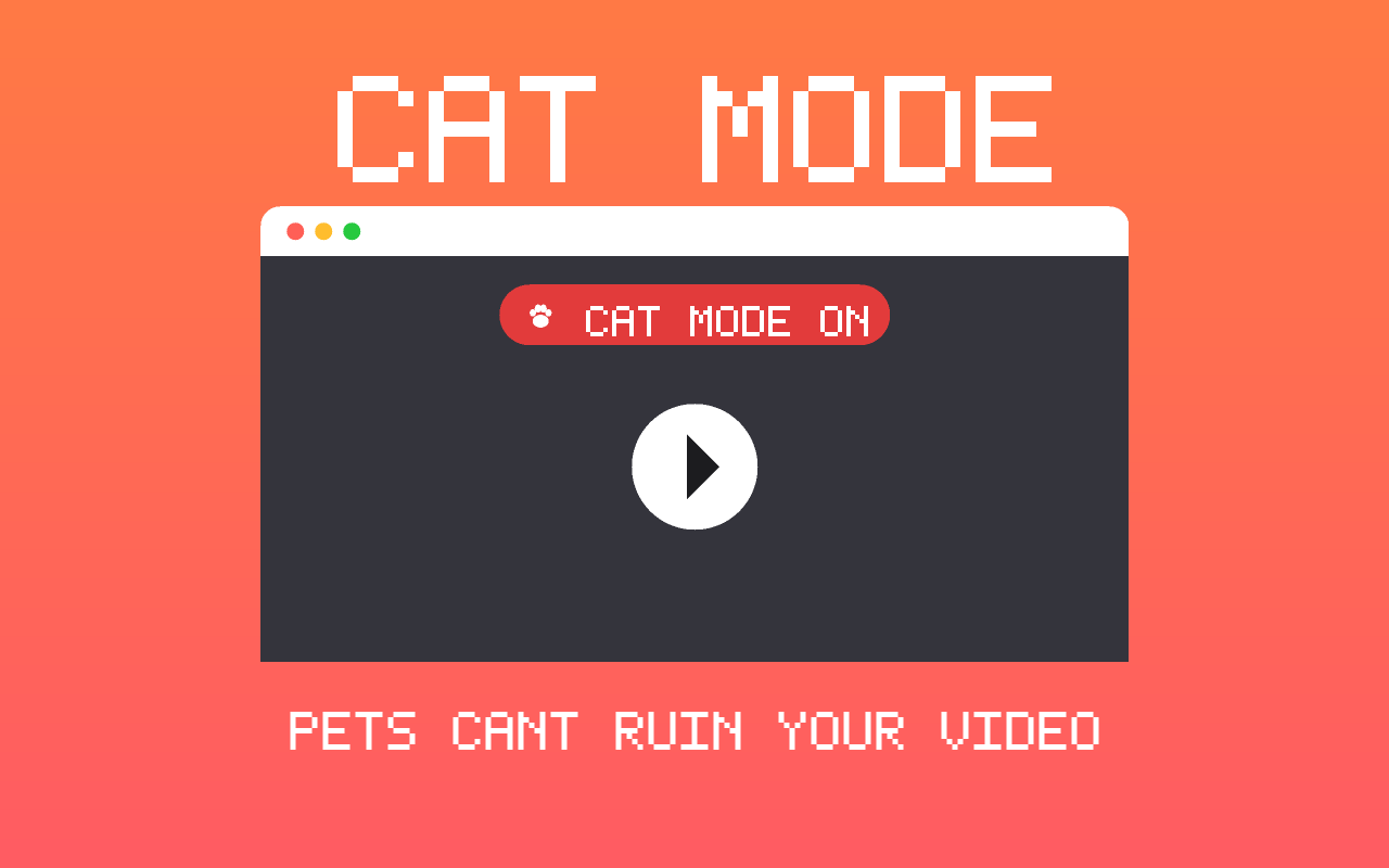 Cat Mode showing the 'Cat Mode ON' banner on a video